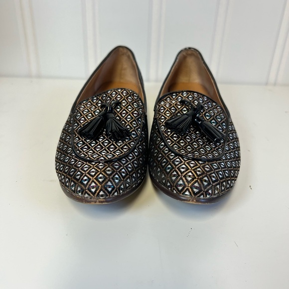 J. Crew Black and Gold Geometric Loafers Size 6 - Picture 3 of 8